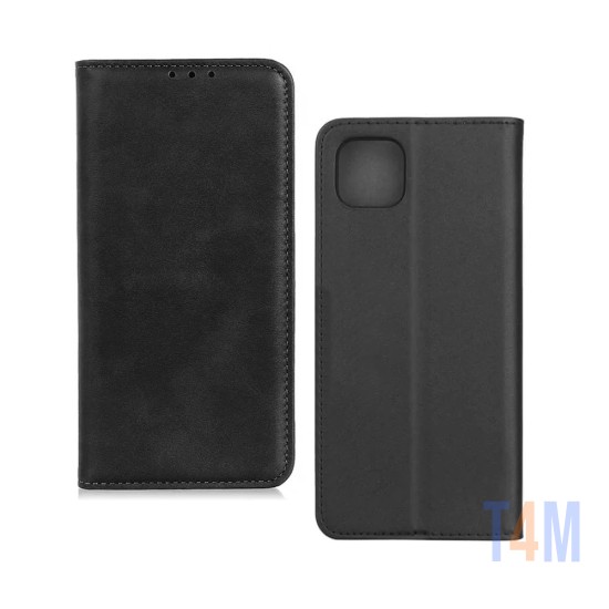 Leather Flip Cover with Internal Pocket for Samsung Galaxy A22 5G Black